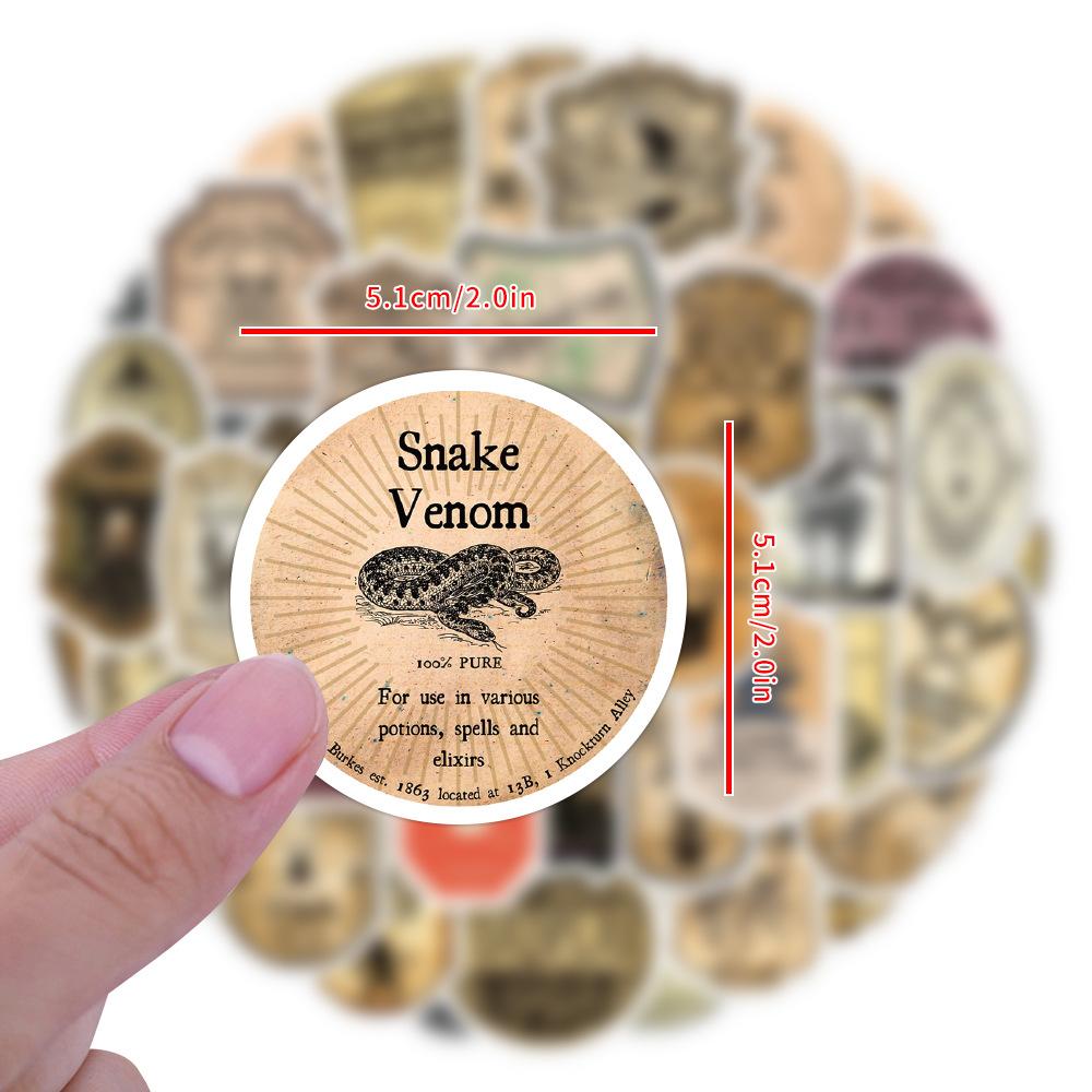 60 Наклеек-граффити с этикетками зелий, сделай сам, для скейтборда, стакана для воды, багажа, ретро, водонепроницаемые