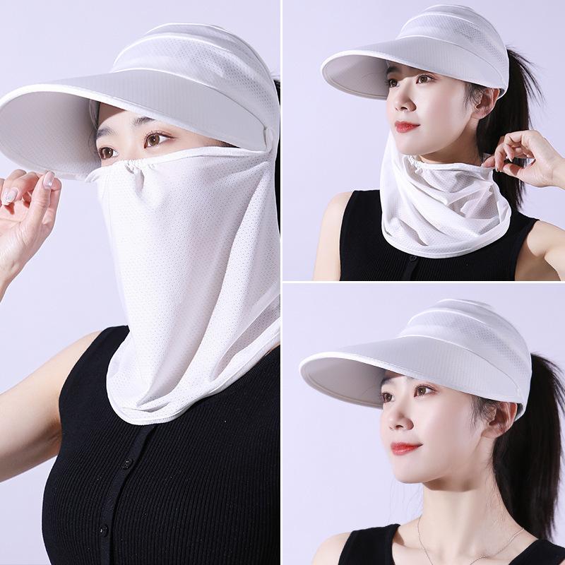 Adjustable Outdoor Cycling Mask Removable Sunscreen Hats New Ice Silk Sunscreen Cap