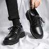 Autumn New Leather Shoes Men's Casual Derby Mickey Big Head and Wide Feet Hair Stylist Japanese High Sense
