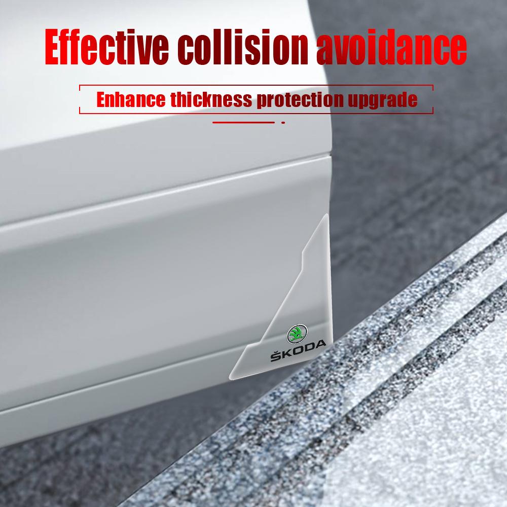 AAFM1 2/4Pcs Car Door Corner Cover Bumper Anti-Scratch Protector For Skoda Octavia A5 A2 VRS Vision Kodiaq Rapid Fabia VII Superb