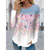 Autumn Women's T Shirt Floral Graphics Print Tees Tops Long Sleeve Casual Tops Fashion Crew Neck Regular Fit Y2KClothing for Girls