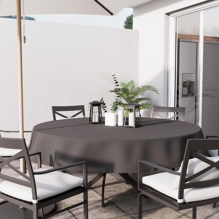 Nappe anti-tâches ronde 180 cm ALIX anthracite, par Soleil d'Ocre