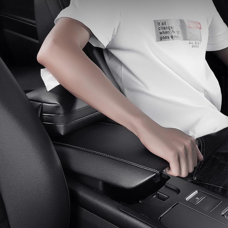 Регулируемый подлокотник из искусственной кожи для автомобиля, держатель для салфеток на заднем сиденье, застежка-молния, легкий доступ и установка в автомобиле