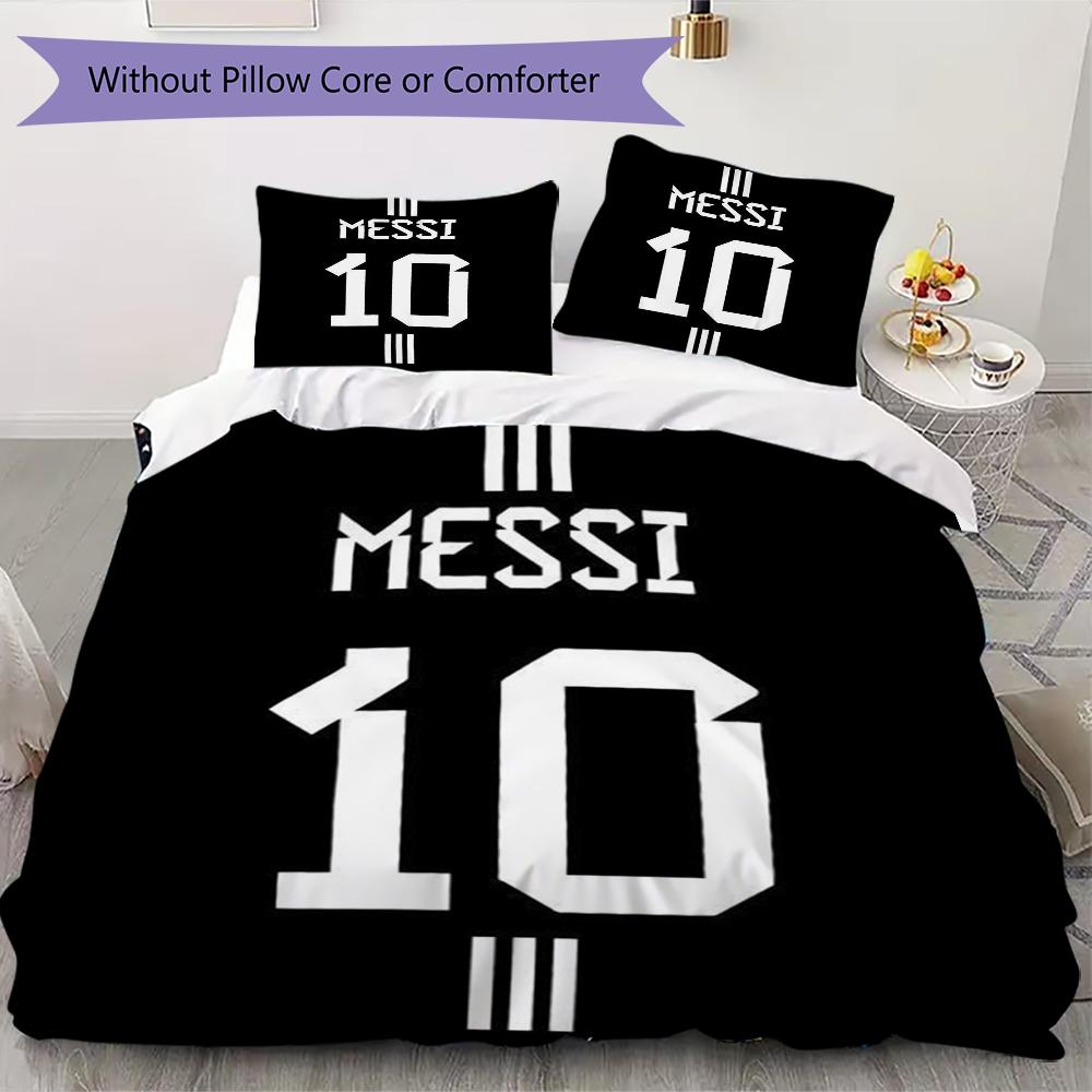 MESSI 10 Pattern Bedding uilt Set uilt Cover Pillowcase Home Decoration Birthday Gift (1 * duvet cover + 2 * pillowcase without core)