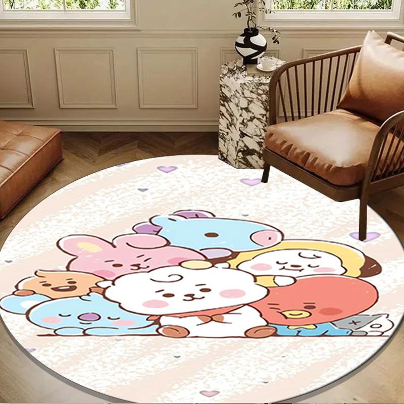 K-pop cartoon Friends Round Rug for Livingroom,Bedroom, Palyroom, Chair Rug, Area rug, Circle Carpet, Large Size Fan Christmas gift
