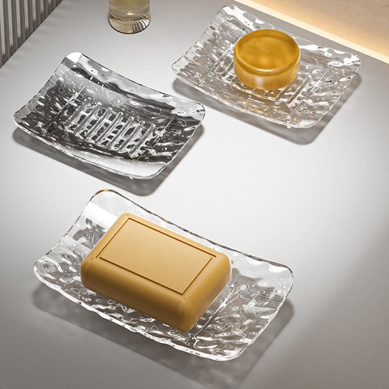 2PCS Modern Soap Holder With Drainage Design Practical Bathroom Soap Organizers Case For Sink Kitchen Countertop