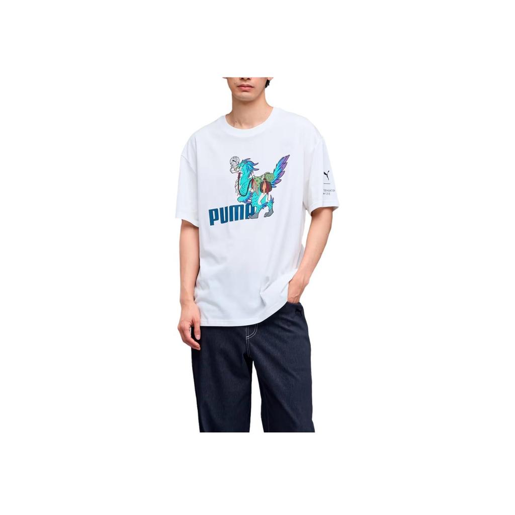 Puma X Monster Hunter Wilds Коллаборация Drycell Fw25 Влагоотводящая Быстросохнущая Свободный крой Круглый вырез Короткий рукав Футболка Унисекс Топы 636486-52