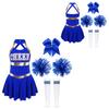 Girls Cheerleading Uniform Dance Costume Kids Sleeveless Dance Dress Flower and Headwear Socks