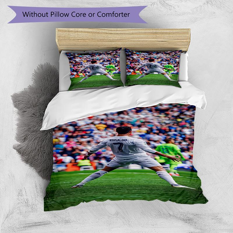 Ronaldo's Football Passion: Ronaldo's Legacy Bedding Set, Breathable Duvet Cover with Pillowcases, Soft Bed Linen for Bedroom Home Decoration, Perfect