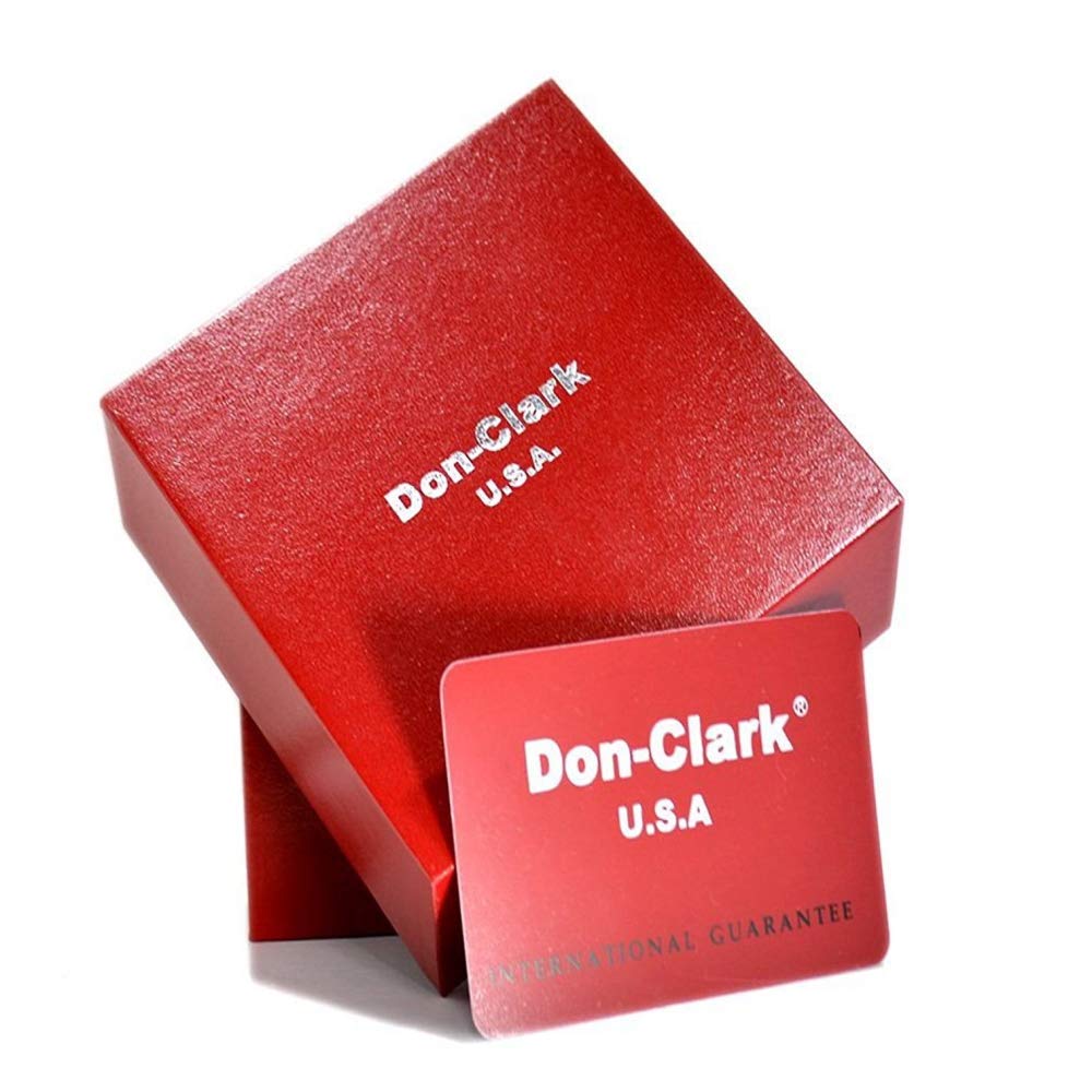 Pair of Don Clark and chronograph watches with black Roman numerals and ANNE CLARK natural shell made from stainless and come with a simple strap