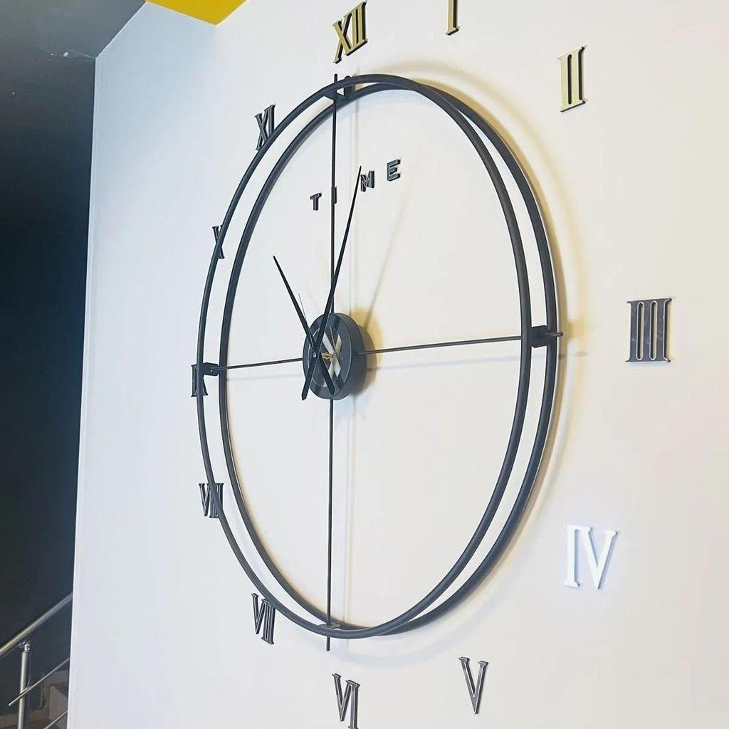 3D декоративные настенные часы с римскими цифрами в скандинавском стиле, металлические настенные часы 80 см, украшение для дома, офиса, гостиной, стены