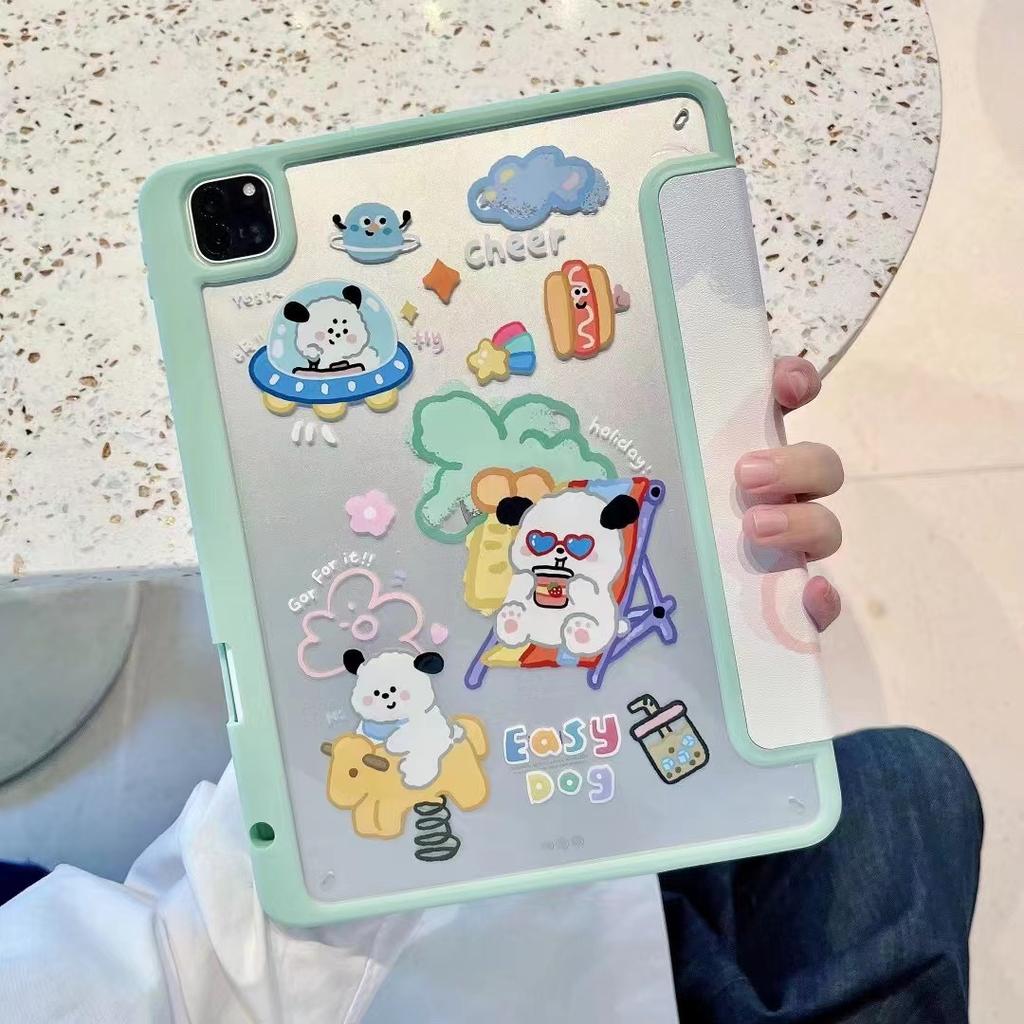 Защитный чехол с милым мультяшным медведем для iPad 10,2, 7, 8, 9,7 Pro 12,9 Air 11 2024 5, 4, 10, 10,9, чехол с держателем для карандашей