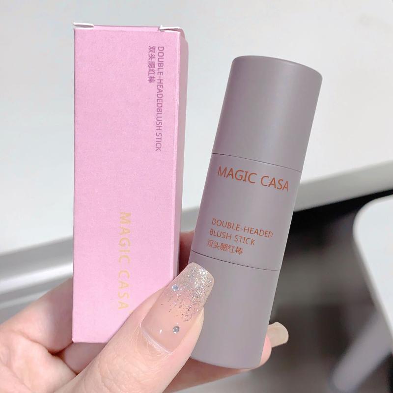 Double-ended Blush Lipstick Stick Multi-purpose Lasting Brightening Lips Cheek Balm Sponge Facial Blusher Girls Korean Cosmetics