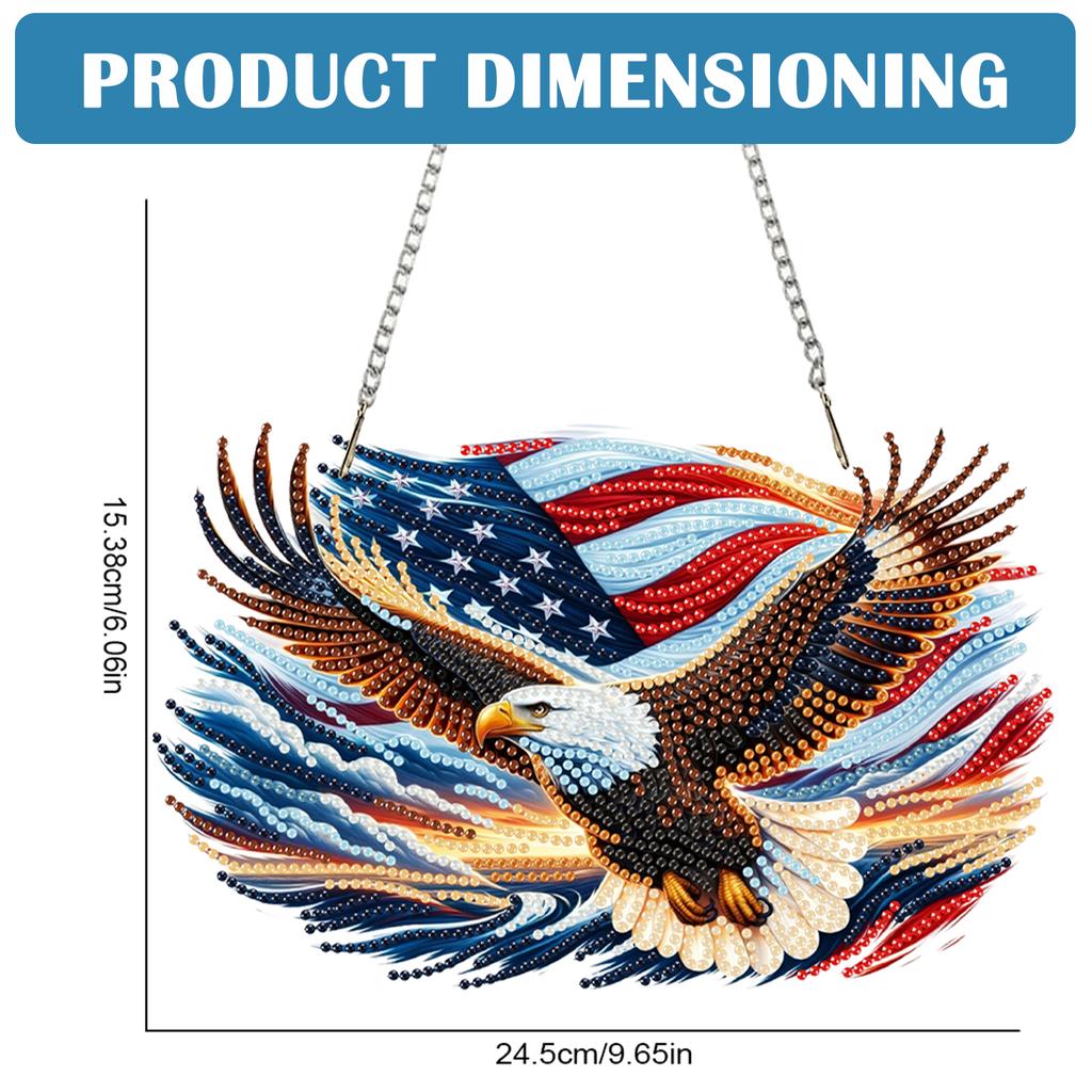 US Flag Eagle Diamond Art Hanging Pendant 5D DIY Diamond Painting Dots Pendant for Window Decor Christmas Decoration