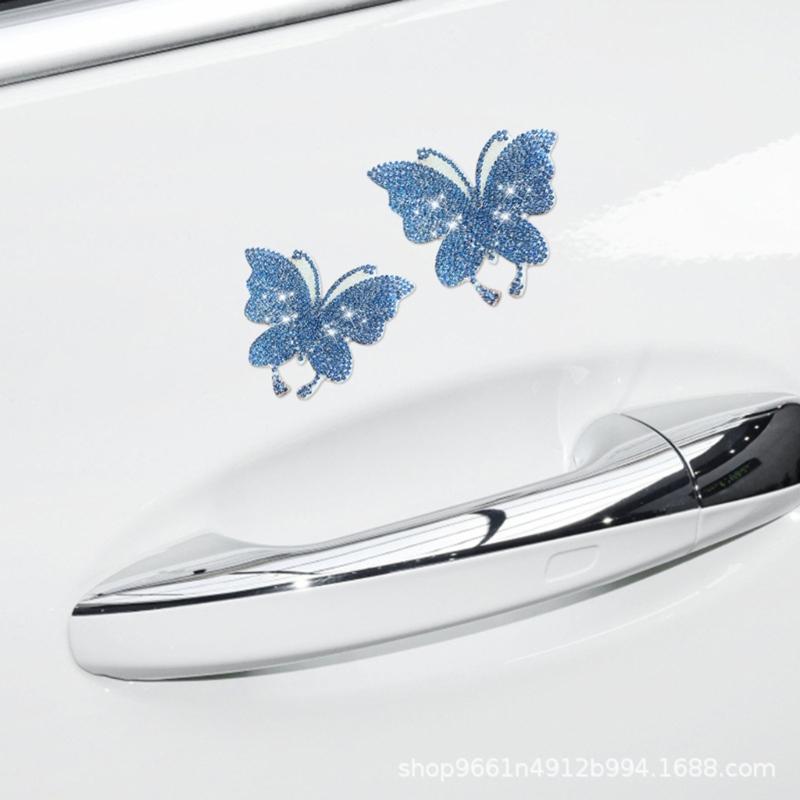 Shimmering Rhinestones Butterfly Car Sticker Sparklings Crystal Decal for Bumpers Window Laptop& DIY Auto Accessories