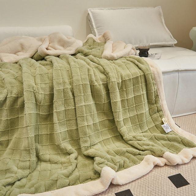 Современные клетчатые одеяла из кроличьего меха для кроватей, пушистые двусторонние зимние флисовые пледы для дивана, дивана, ультрамягкая простыня для взрослых