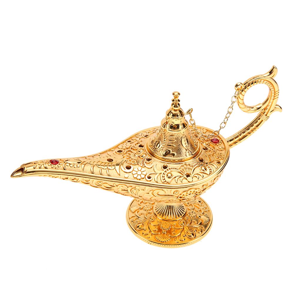 Золотой металлический резной полый светильник Legend Hollow Aladdin Magic Genie Lighting Pot Decor