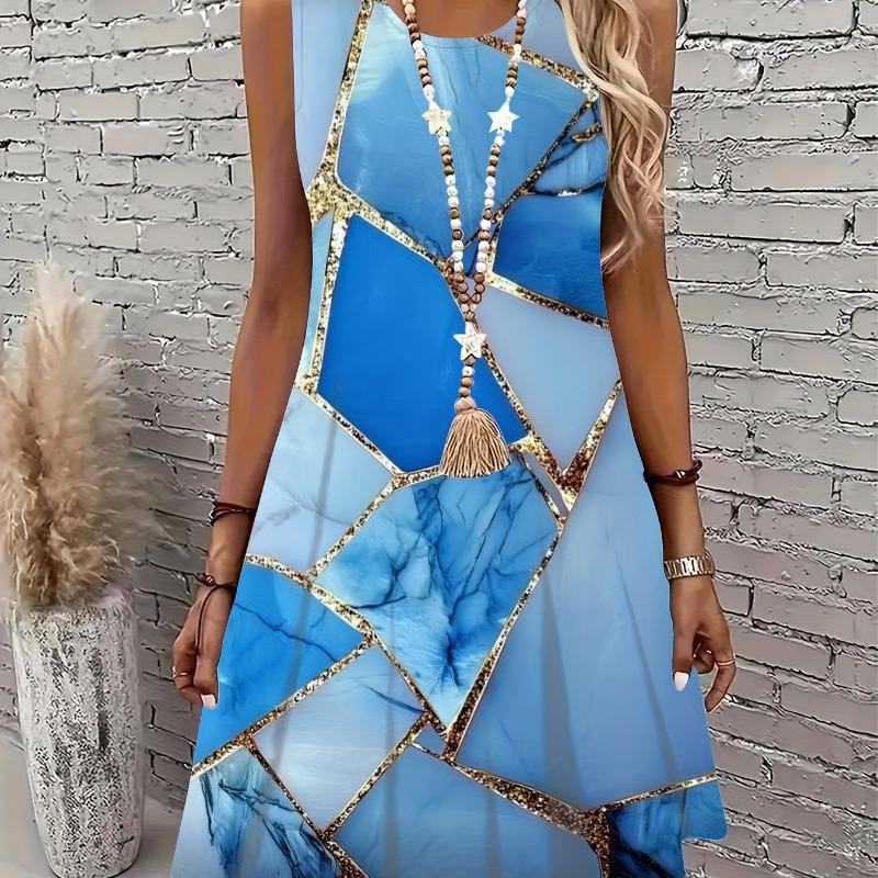 Elegant Women'S Summer Floral Print Sleeveless Dress