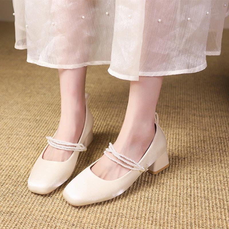 2024 Новые дизайнерские женские туфли Мэри Джейн, модные однотонные легкие туфли на блочном каблуке, женские уличные платья, элегантные туфли Zapatos