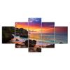 Beach Red Sky Sunset Scene 5 Piece Five Panel Canvas Print Modern Wall Art Poster Home Decor Gift For Him For Her
