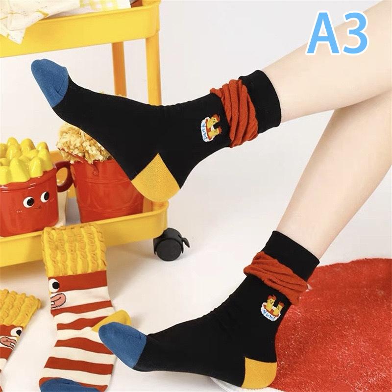 Креативные забавные милые радужные носки с картофелем фри, носки средней длины, ворсовые носки, женские носки, хлопковые носки