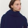 MOON J HOODED CABLE-KNIT MERINO SCARF - NAVY