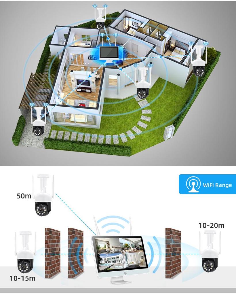3MP PTZ Wireless Surveillance Kit: 360° Full-Color Night Vision & Two-Way Audio