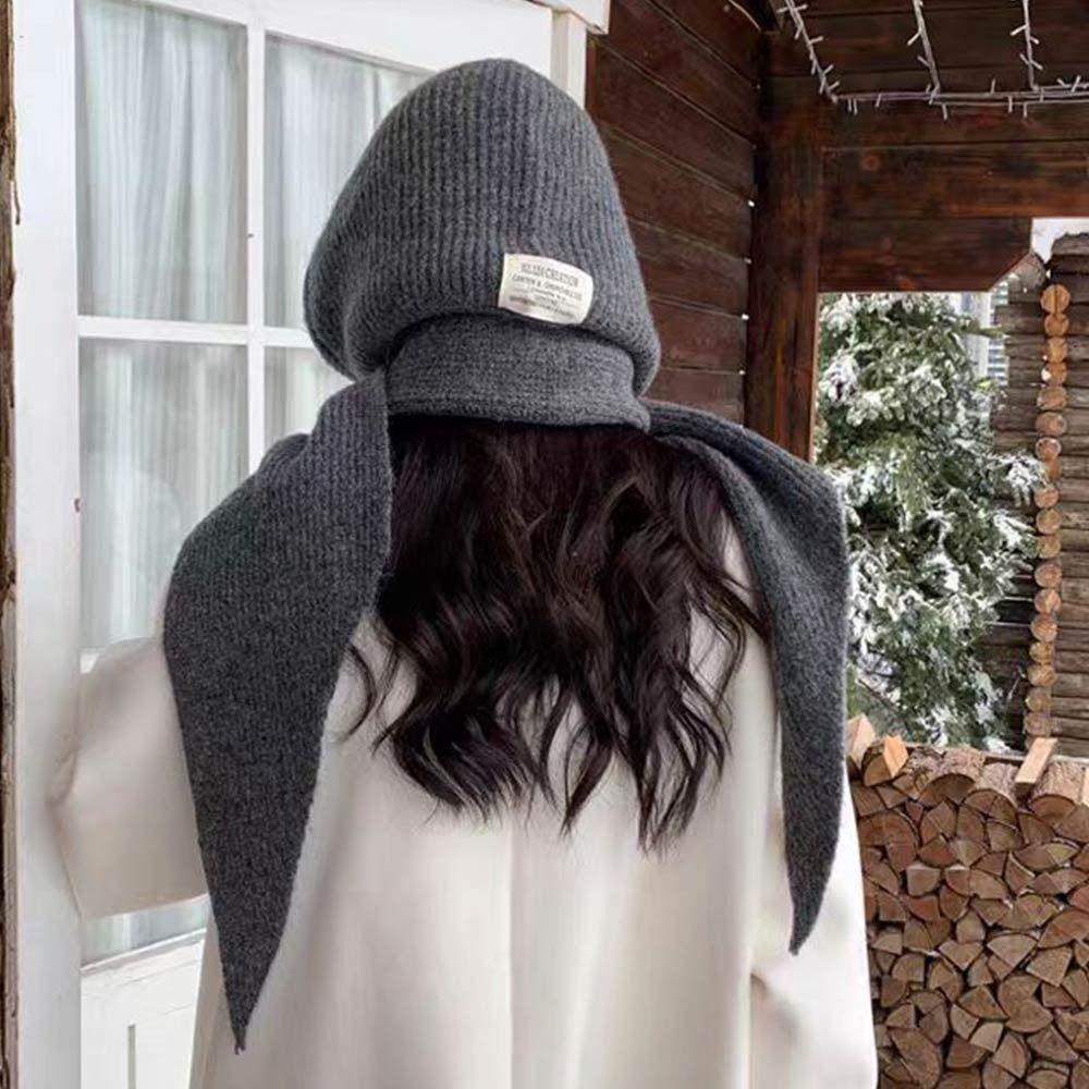 Knitted Scarf Cap One-Piece Ear Protection Cap Retro Fashion Winter Balaclava  Cold Weather
