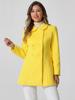 Allegra K Women's Double-Breasted Trench Coat with Round Collar, Long Sleeves, and Cold Weather Protection for Fall and Winter, Yellow, Size L