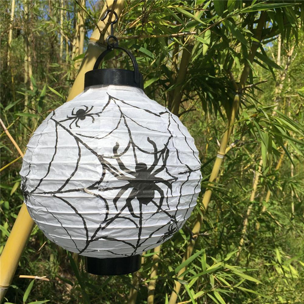 6 Pcs Halloween Decorations Paper Lanterns With LED Light Bats Spiders Skeleton Castle