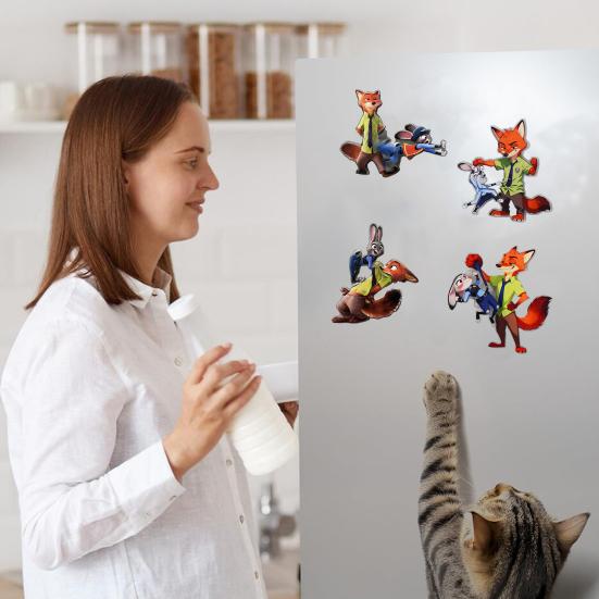 Вращающийся магнит на холодильник Лиса Кролик Акриловый Мультяшный Персонаж Животное Магнит на холодильник Украшение для дома Офиса Кухни Подарок для фанатов кино