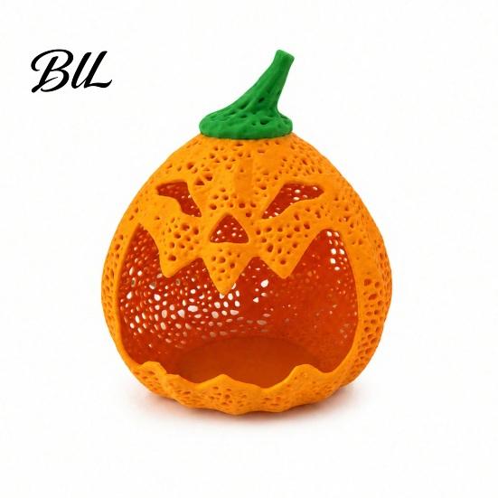 Cute Pumpkin Bins for Stationery Hollow Storage Ornament Halloween, Decorative Candy Holder, Creative PLA Material Ornaments Desktop Organizer