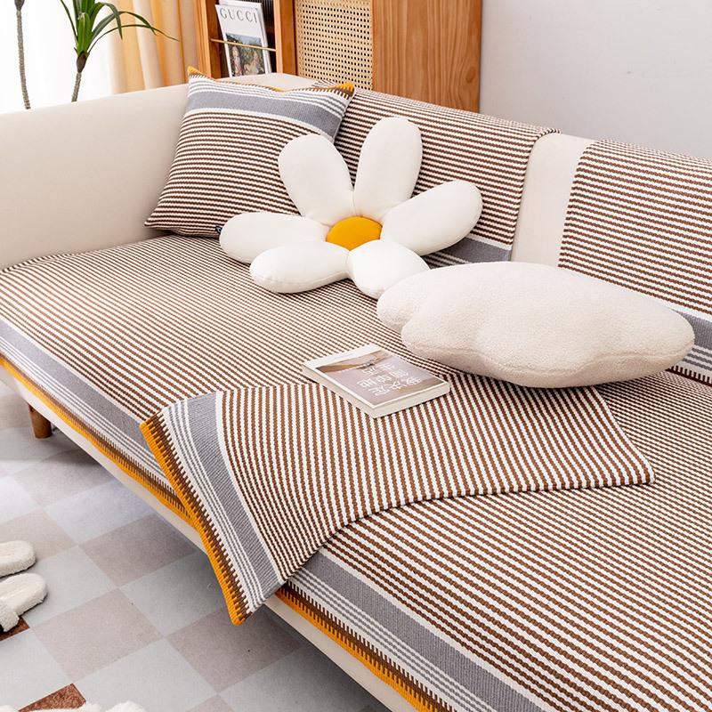 Japanese Cotton And Linen Woven Sofa Cushion Universal Fabric Non-Slip Seat Cushion Summer Simple Seat Cushion Sofa Cover Towel
