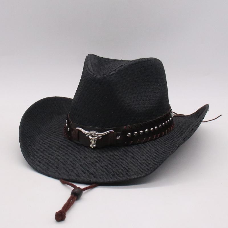 Hard Top Spray Paint Western Cowboy Hat Men And Women Spring And Summer Beach Travel Vacation Hat Sunshade Hard Straw Hat Top Hat