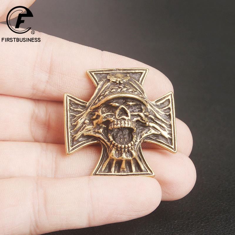 Винтажные латунные заклепки-черепа с крестом Ретро Кричащий череп Фанковые DIY Пряжки для кожаного ремня кошелька одежды с винтом