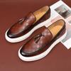 Fashion Men Casual Sports Tassel Shoes Men Fashionable Small Leather Shoes Men Foot Pedals Lightweight Comfortable Loafers Size 38-48