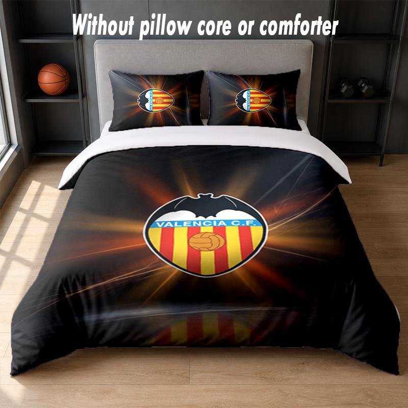 Valencia FC Design Bed Bedding Set 1 Duvet Cover + 2 Pillowcases Soft Breathable Household Bed Linens