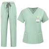 Unisex Solid Color Summer Scrub Suit Set for Doctors and Nurses