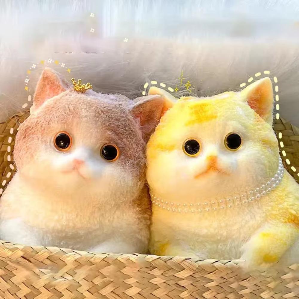 Милая игрушка для снятия стресса с флокированной поверхностью Кошка Сжимаемая игрушка для взрослых и детей