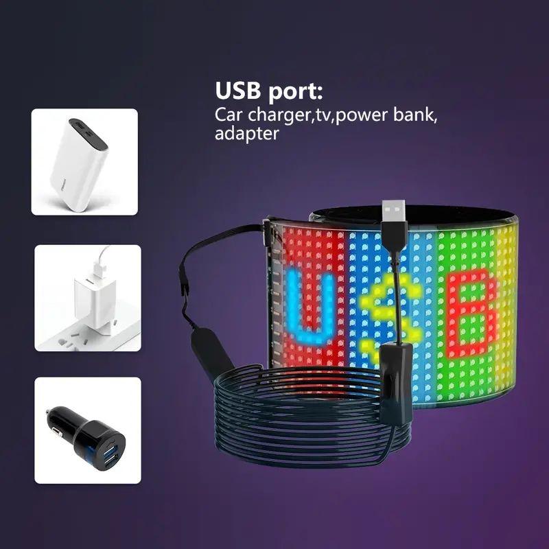 Умная светодиодная лента LigFlexible Matrix Pixel Panel 20X64 Яркий DIY Футбольный узор Концертный текст USB 5 В Пульт дистанционного управления + приложение Автомобильный знак