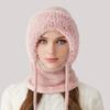 Вязаная шапка 3 в 1 женская мягкая плюшевая зимняя шапка-шарф с защитой лица, регулируемые ремешки, ветрозащитный дизайн с капюшоном, шарф