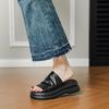 Pleated feeling~ versatile slippers women's thick-soled outer wear is comfortable and not tired, cool feet slippers women's retro open-toe one-wo