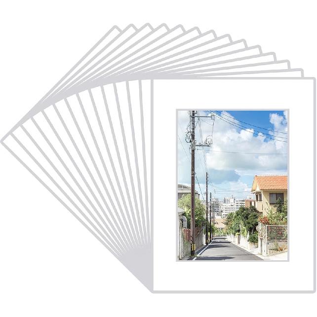 Prudiut 15 шт. Белые паспарту для фотографий 20x25 см, Паспарту для фоторамок 13x18 см, Основа паспарту с косым срезом, Набор для демонстрации фотографий, принтов, произведений искусства