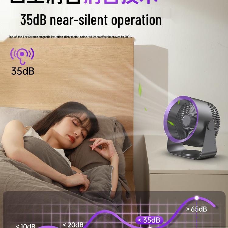 Compact USB Rechargeable Silent Desk Fan for Home or Office