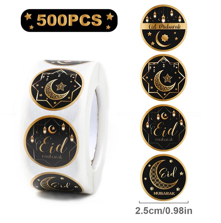 EID Mubarak Roll Stickers Ramadan Kareem Gifts Packaging Seal Stickers Islam Muslim Ramadan Decor for Home 2025 EID Gift Labels