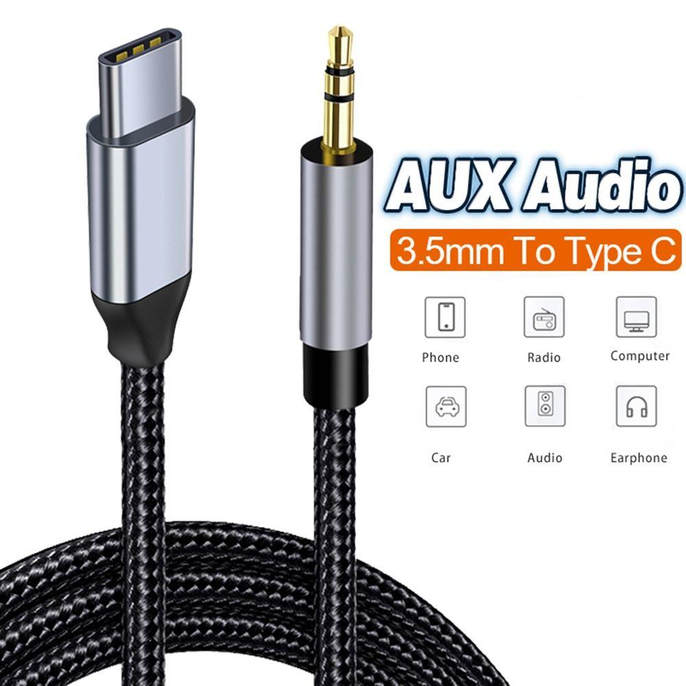 Smart Phone Speaker Car Audio Cable Adapter Cord USB Type C To 3.5mm AUX Wire