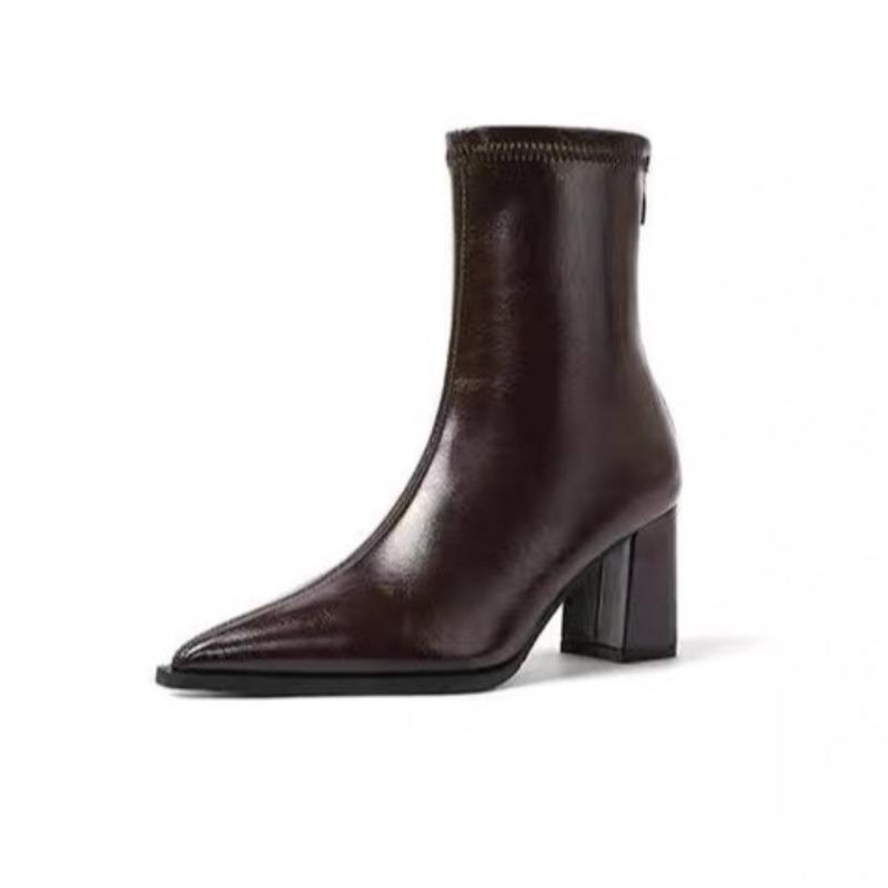 Модные элегантные женские ботильоны на высоком каблуке с острым носком, тренд зимы 2025, новая мода, сексуальные массивные туфли-лодочки для вечеринок, женские ботинки