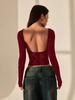 Crop Top Phumee Backless Lace Stitching Long Sleeve AE195