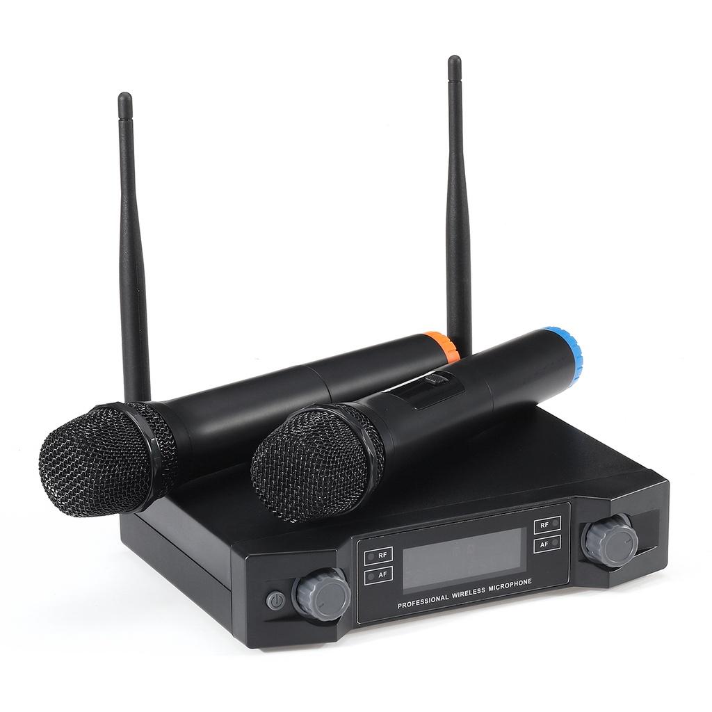 12V 0-280мВ Профессиональный двухканальный беспроводной микрофонный комплект УВЧ Беспроводной ручной микрофон Большой радиус действия для караоке, речи Новый