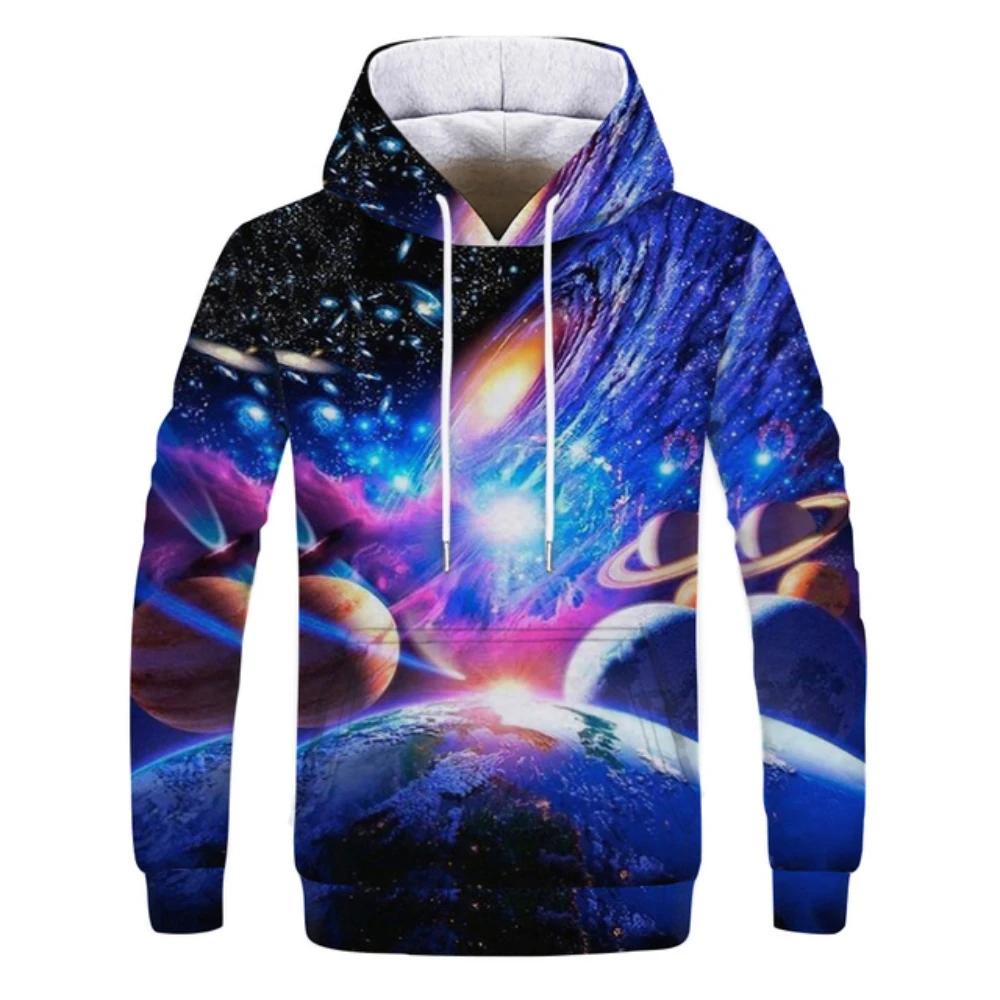 Space Galaxy Sweatshirt Men 3D Print Hoodie Men Women Loose Hoodie Vintage Kids Hoodie Long Sleeve Coat Purple Nebula Clothing